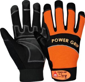 POWER GRIP schwarz/orange, 5-Fg.-Handschuhe Neoprene