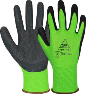 SUPERFLEX green, 5-Fg.-Sicherheitshandschuhe, Nylon/Latex