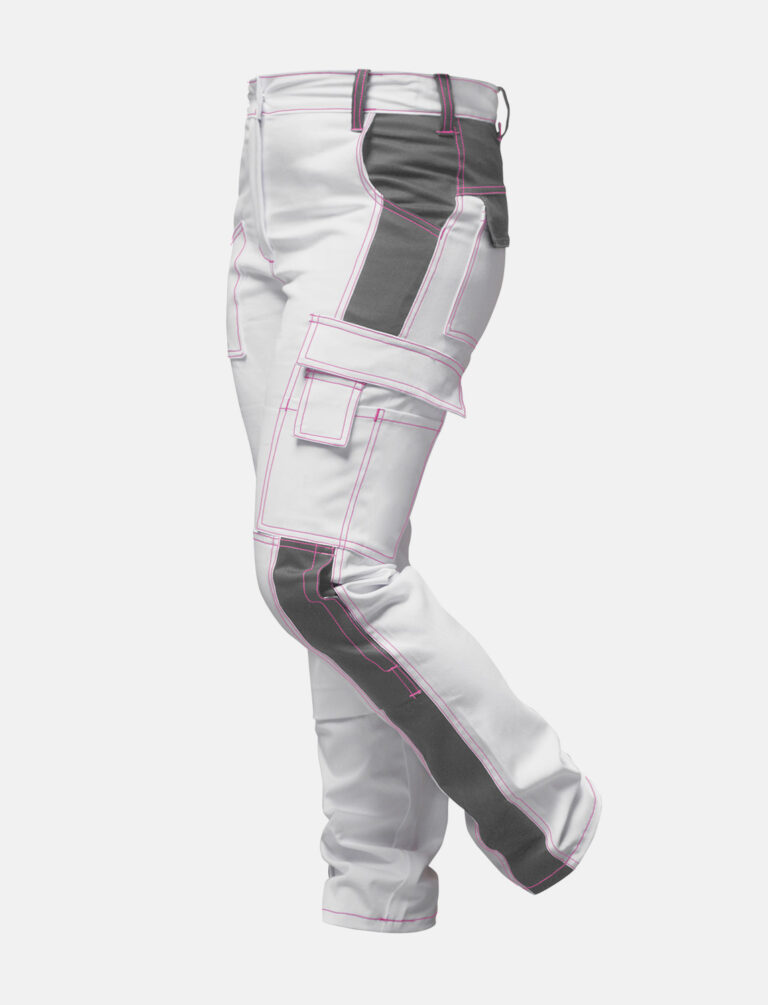 Damen Malerhose Stretch mit Kniepolstertaschen Arbeitshose Weiß Baumwolle 7 Damen Malerhose Stretch mit Kniepolstertaschen Arbeitshose Weiß Baumwolle – Bild 7