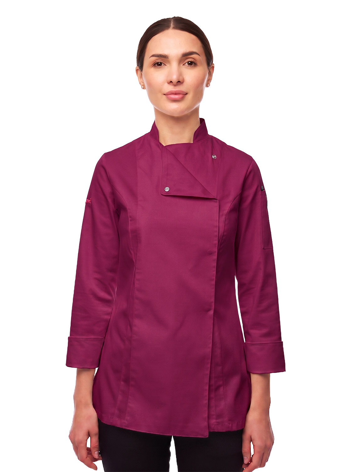 Damen Kochjacke mit Druckknöpfen Stretch Langarm Slim Fit 14 Damen Kochjacke mit Druckknöpfen Stretch Langarm Slim Fit – Bild 14
