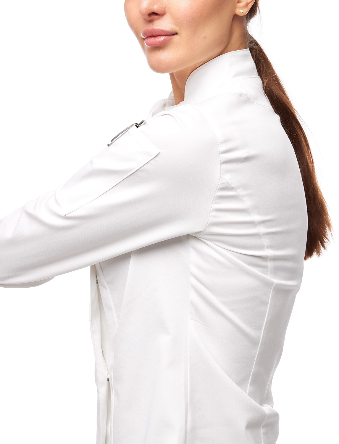Damen Kochjacke mit Druckknöpfen Stretch Langarm Slim Fit 11 Damen Kochjacke mit Druckknöpfen Stretch Langarm Slim Fit – Bild 11