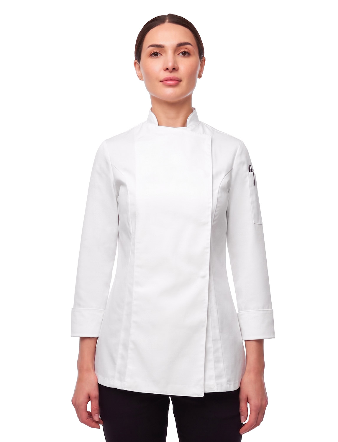 Damen Kochjacke mit Druckknöpfen Stretch Langarm Slim Fit 6 Damen Kochjacke mit Druckknöpfen Stretch Langarm Slim Fit – Bild 6