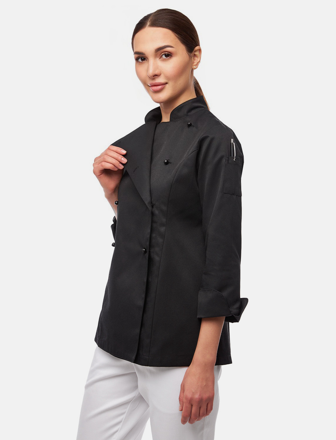 Damen Kochjacke Langarm inkl. Kugelknöpfe aus easyClean Baumwolle Regular Fit 2 Damen Kochjacke Langarm inkl. Kugelknöpfe aus easyClean Baumwolle Regular Fit – Bild 2