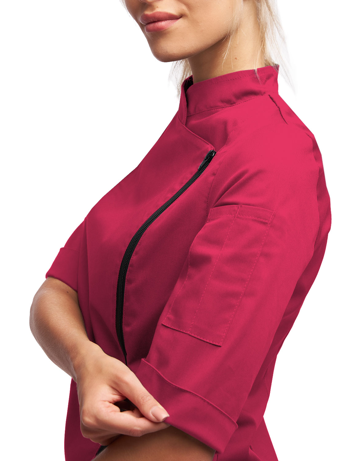 Damen Stretch Kochjacke mit Reißverschluss Slim Fit 7 Damen Stretch Kochjacke mit Reißverschluss Slim Fit – Bild 7