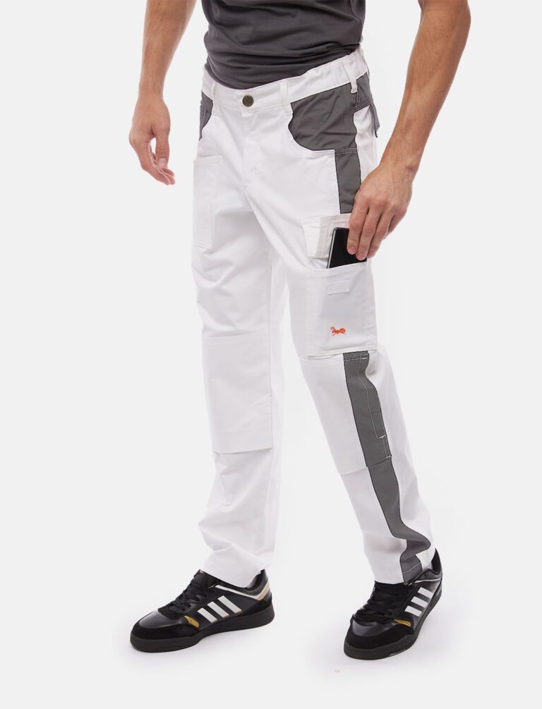 Herren Arbeitshose Weiß Baumwolle 100% mit Kniepolstertaschen Malerhose 8 Herren Arbeitshose Weiß Baumwolle 100% mit Kniepolstertaschen Malerhose – Bild 33