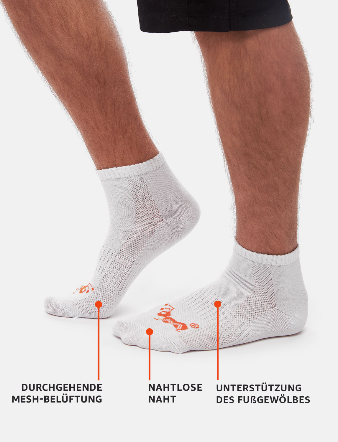 Mittelhohe Laufsocken Unisex aus Baumwolle (3 Paar) 3 Mittelhohe Laufsocken Unisex aus Baumwolle (3 Paar) – Bild 3