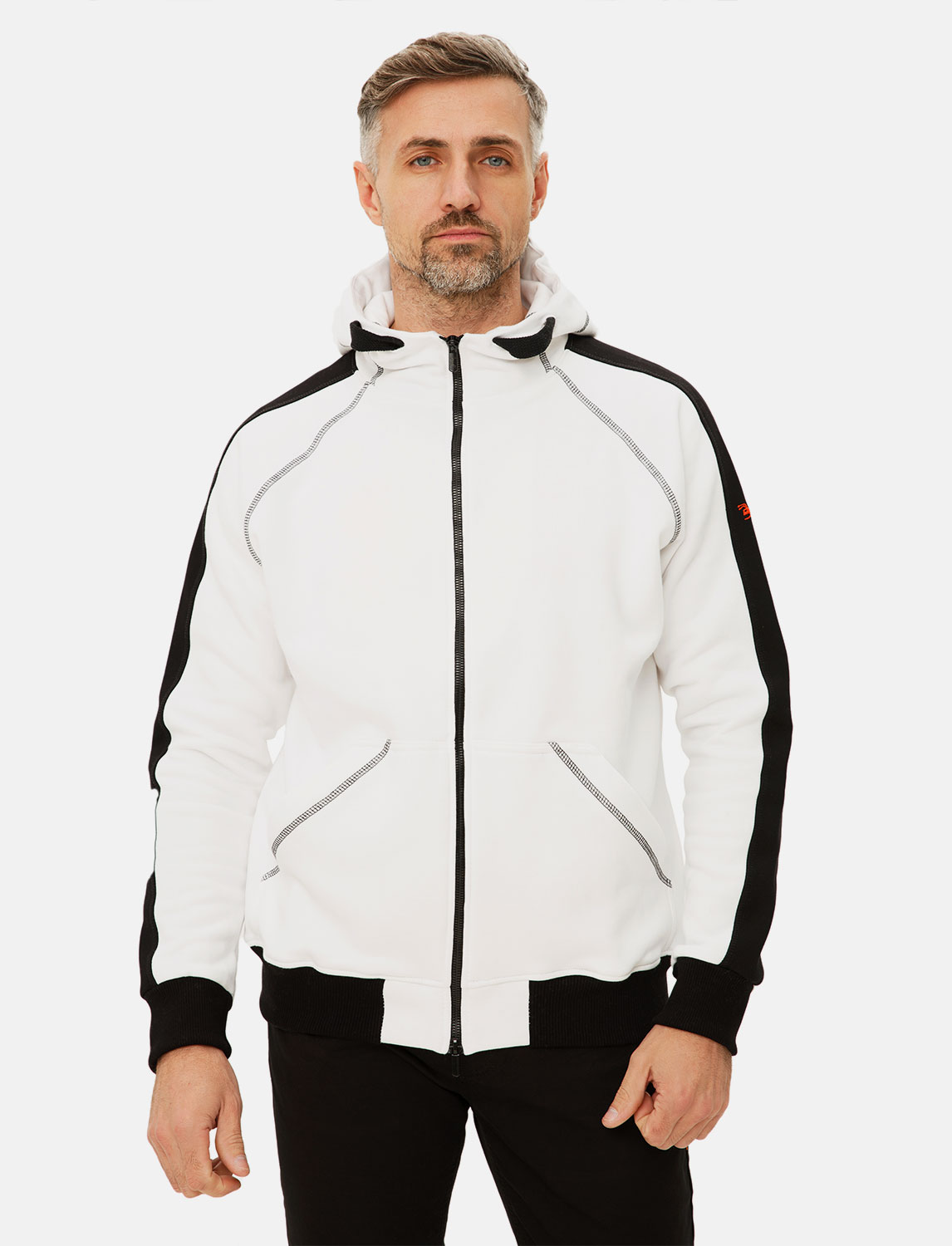 Herren Hoodie mit Reißverschluss Weiß Kapuzenpullover Winter Fleece 1 Herren Hoodie mit Reißverschluss Weiß Kapuzenpullover Winter Fleece