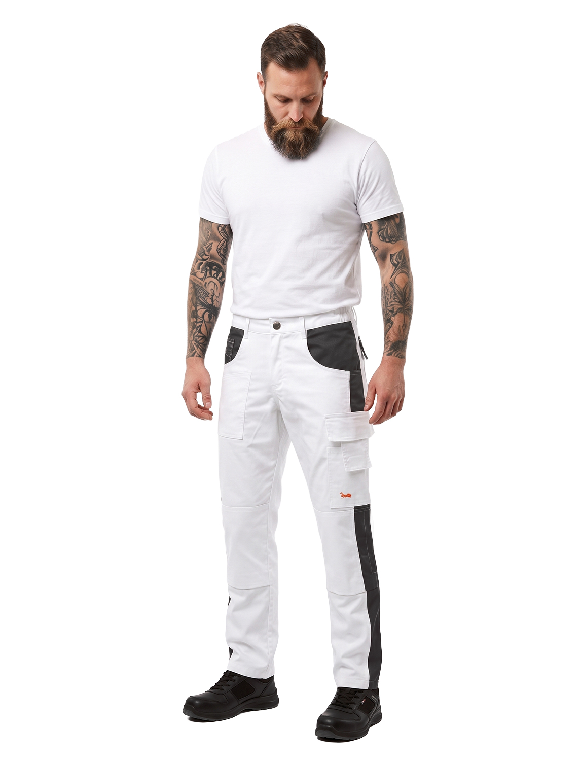 Malerhose Herren Stretch mit Kniepolstertaschen Stuckateur Arbeitshose Weiß | Sorona® 2 Malerhose Herren Stretch mit Kniepolstertaschen Stuckateur Arbeitshose Weiß | Sorona® – Bild 2