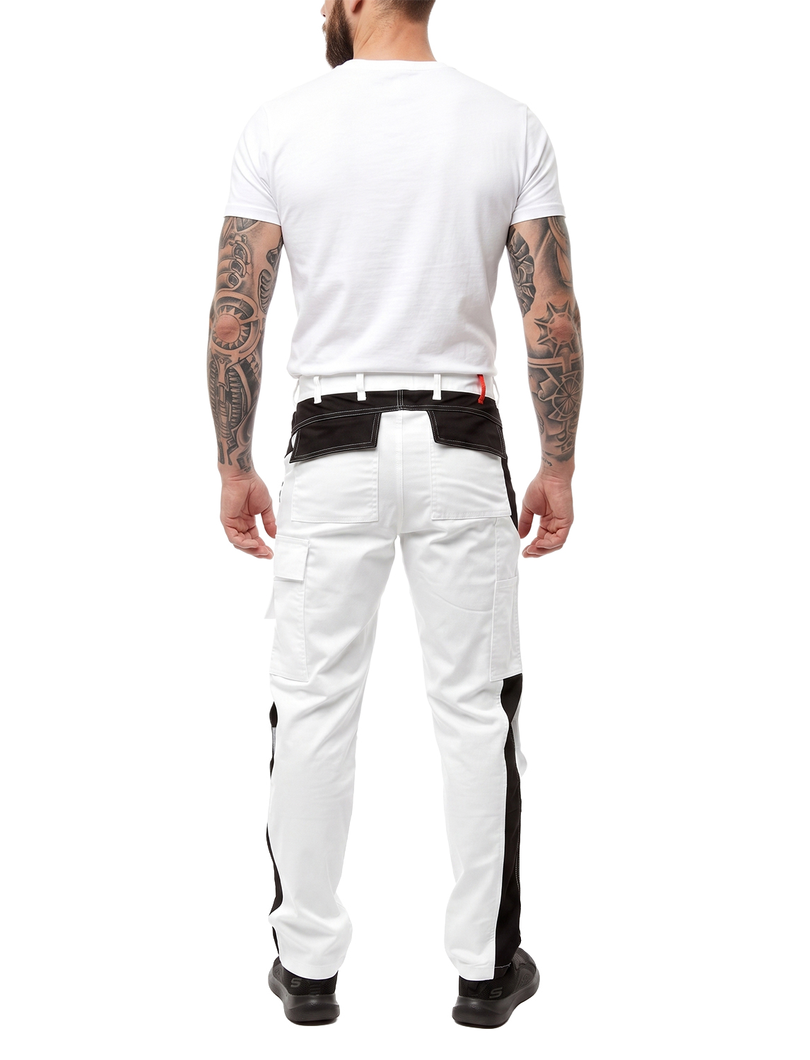 Malerhose Herren Stretch mit Kniepolstertaschen Stuckateur Arbeitshose Weiß | Sorona® 4 Malerhose Herren Stretch mit Kniepolstertaschen Stuckateur Arbeitshose Weiß | Sorona® – Bild 4