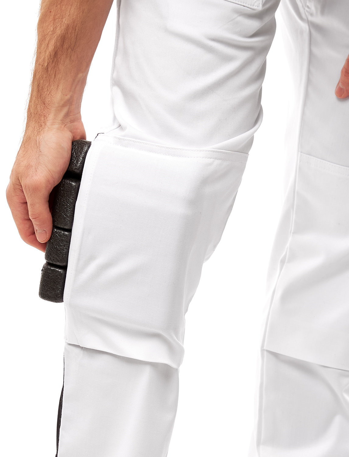 Malerhose Herren Stretch mit Kniepolstertaschen Stuckateur Arbeitshose Weiß | Sorona® 7 Malerhose Herren Stretch mit Kniepolstertaschen Stuckateur Arbeitshose Weiß | Sorona® – Bild 7