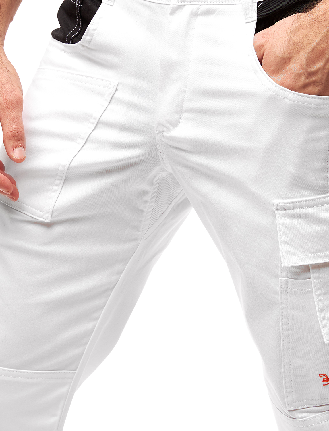 Malerhose Herren Stretch mit Kniepolstertaschen Stuckateur Arbeitshose Weiß | Sorona® 8 Malerhose Herren Stretch mit Kniepolstertaschen Stuckateur Arbeitshose Weiß | Sorona® – Bild 8