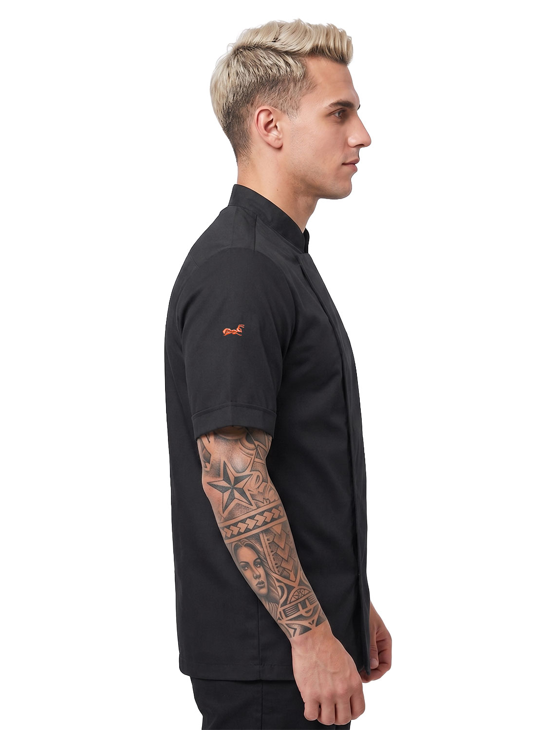 Kochjacke Herren Kurzarm Stretch Slim Fit mit verdeckten Druckknöpfen 8 Kochjacke Herren Kurzarm Stretch Slim Fit mit verdeckten Druckknöpfen – Bild 8