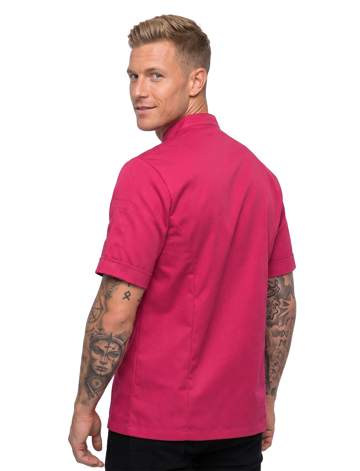 Kochjacke Herren Kurzarm Stretch Slim Fit mit verdeckten Druckknöpfen 14 Kochjacke Herren Kurzarm Stretch Slim Fit mit verdeckten Druckknöpfen – Bild 14