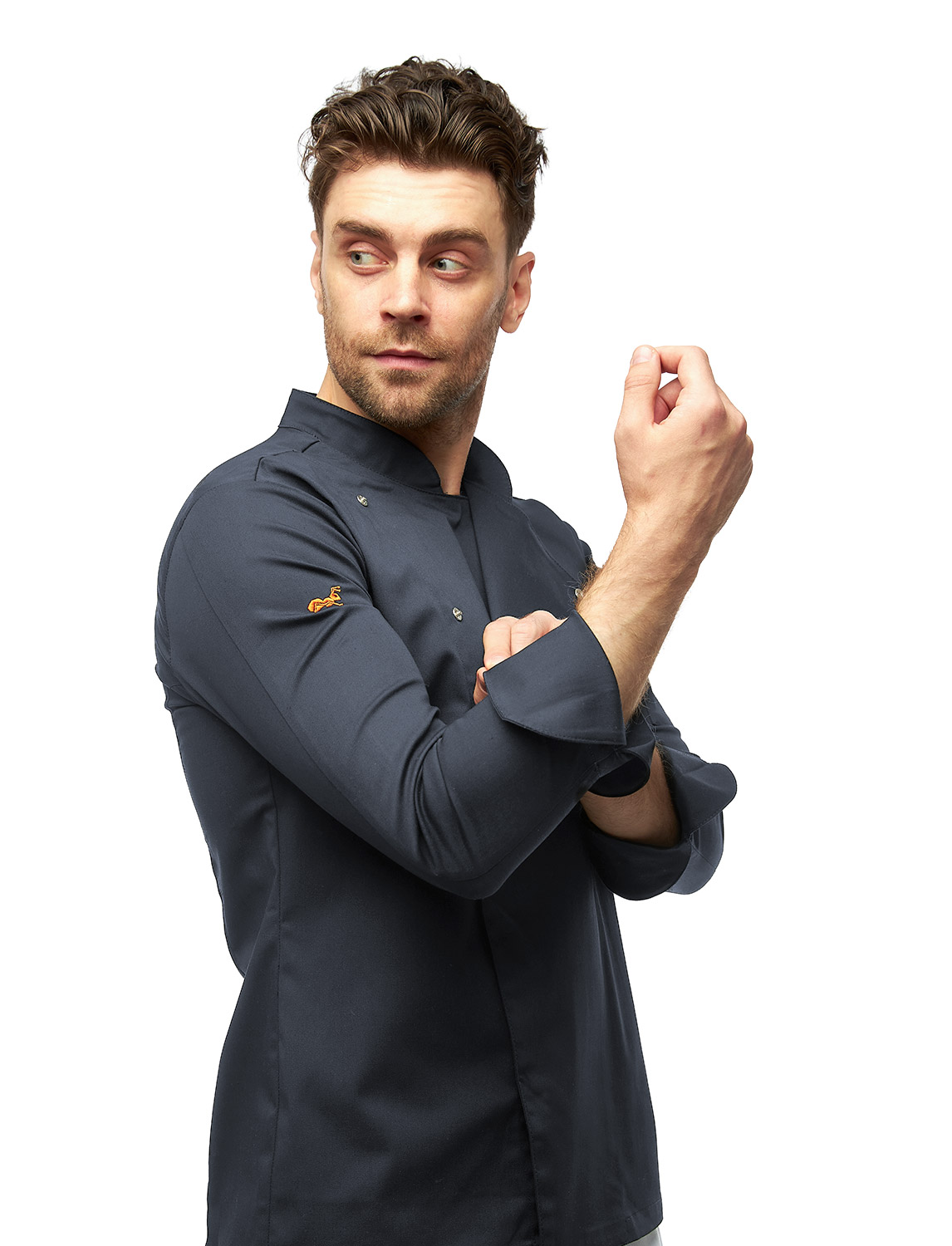 Herren Kochjacke mit Druckknöpfen Stretch Langarm Slim Fit 14 Herren Kochjacke mit Druckknöpfen Stretch Langarm Slim Fit – Bild 14