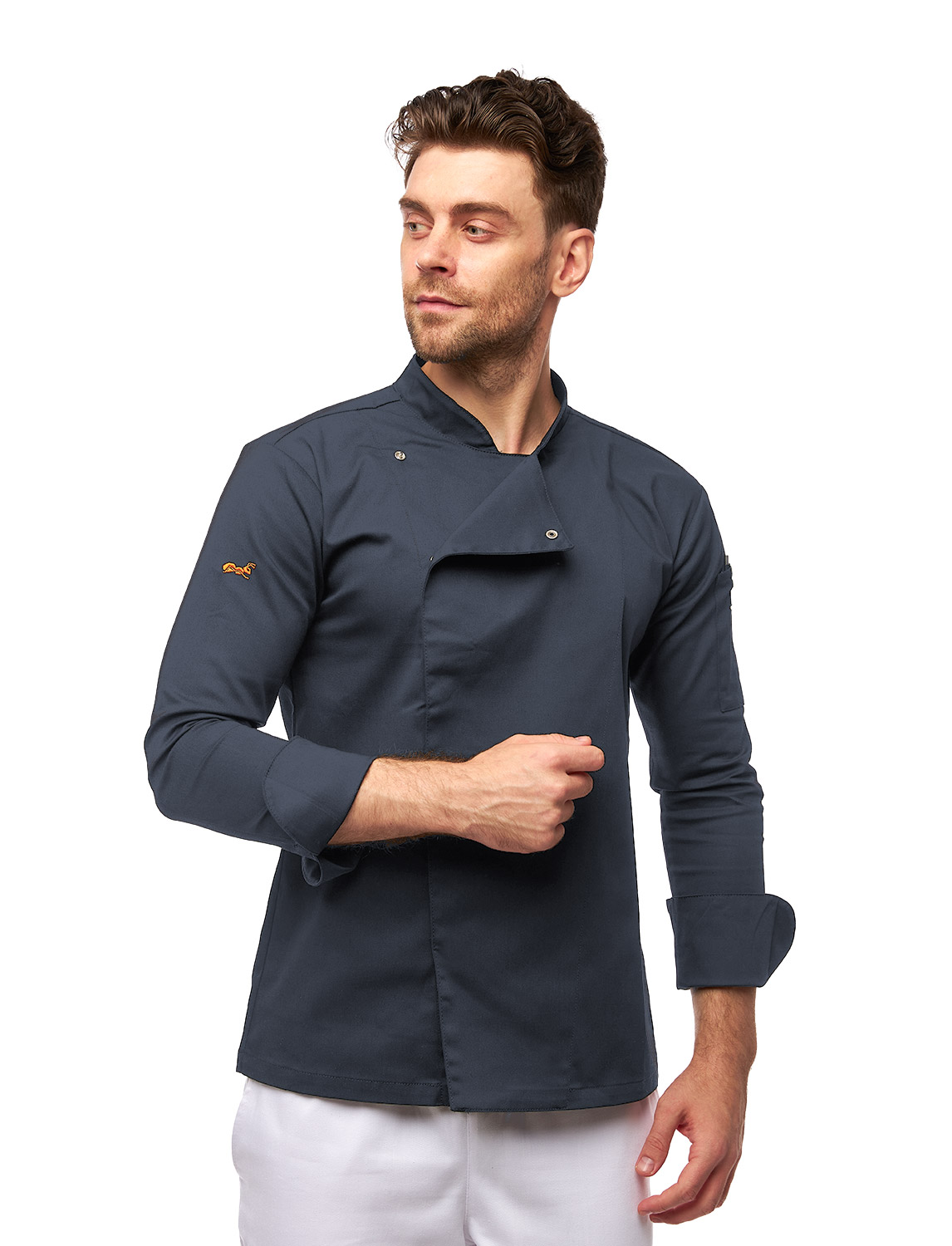 Herren Kochjacke mit Druckknöpfen Stretch Langarm Slim Fit 11 Herren Kochjacke mit Druckknöpfen Stretch Langarm Slim Fit – Bild 11
