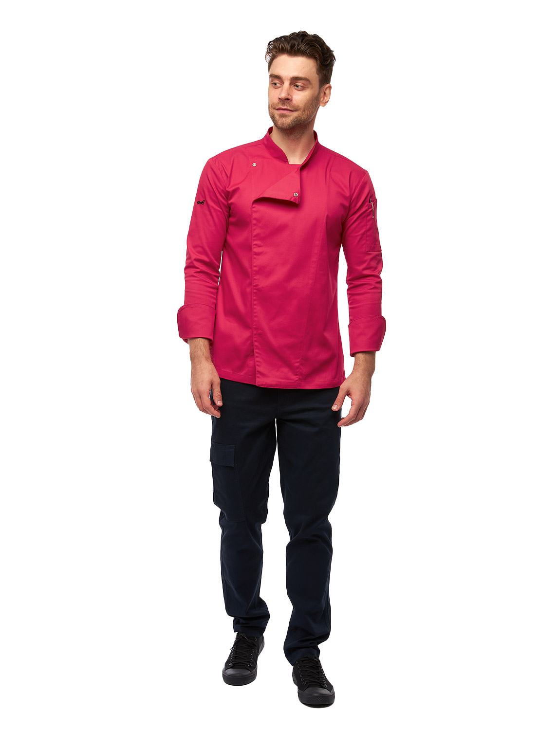 Herren Kochjacke mit Druckknöpfen Stretch Langarm Slim Fit 16 Herren Kochjacke mit Druckknöpfen Stretch Langarm Slim Fit – Bild 16