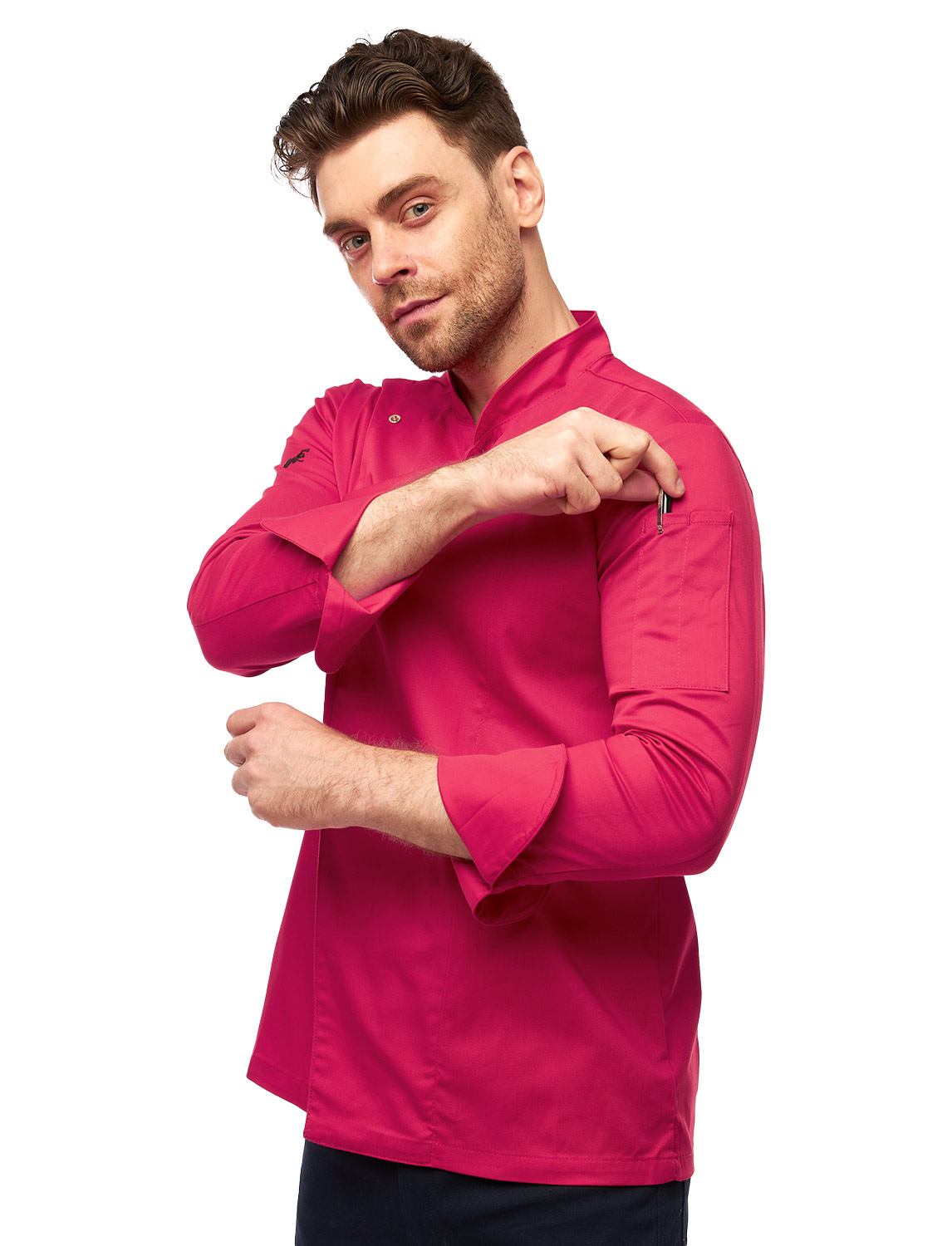 Herren Kochjacke mit Druckknöpfen Stretch Langarm Slim Fit 18 Herren Kochjacke mit Druckknöpfen Stretch Langarm Slim Fit – Bild 18