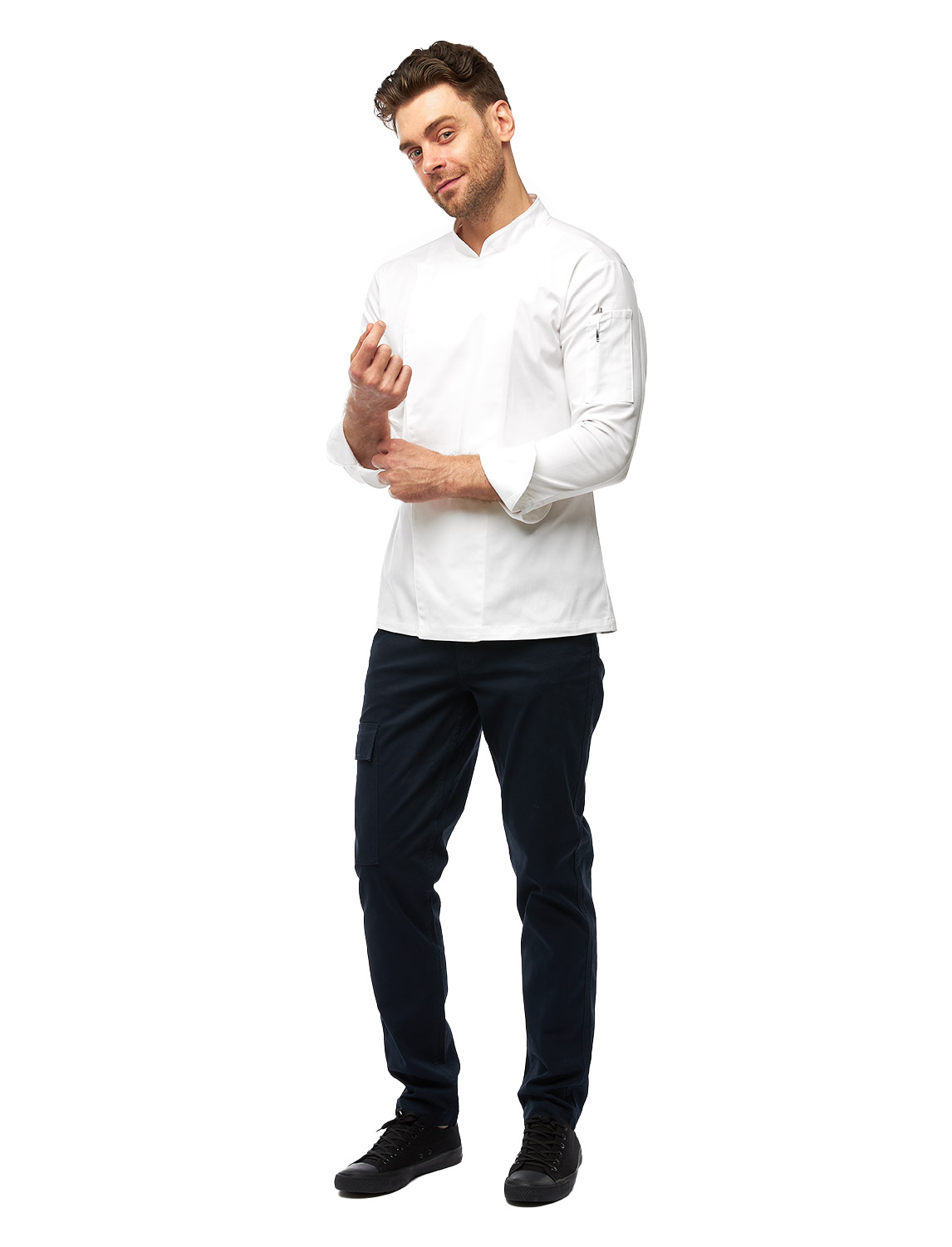 Herren Kochjacke mit Druckknöpfen Stretch Langarm Slim Fit 10 Herren Kochjacke mit Druckknöpfen Stretch Langarm Slim Fit – Bild 10
