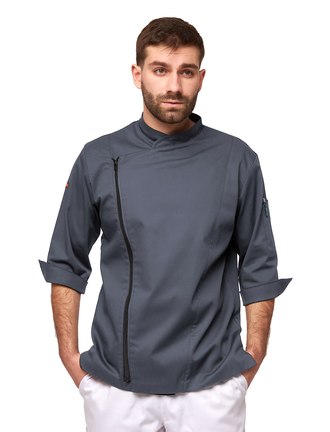 Herren Kochjacke mit Reißverschluss Stretch Slim Fit 10 Herren Kochjacke mit Reißverschluss Stretch Slim Fit – Bild 10