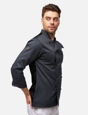 Herren Kochjacke mit Stretch Rücken inkl. Kugelknöpfe - Langarm