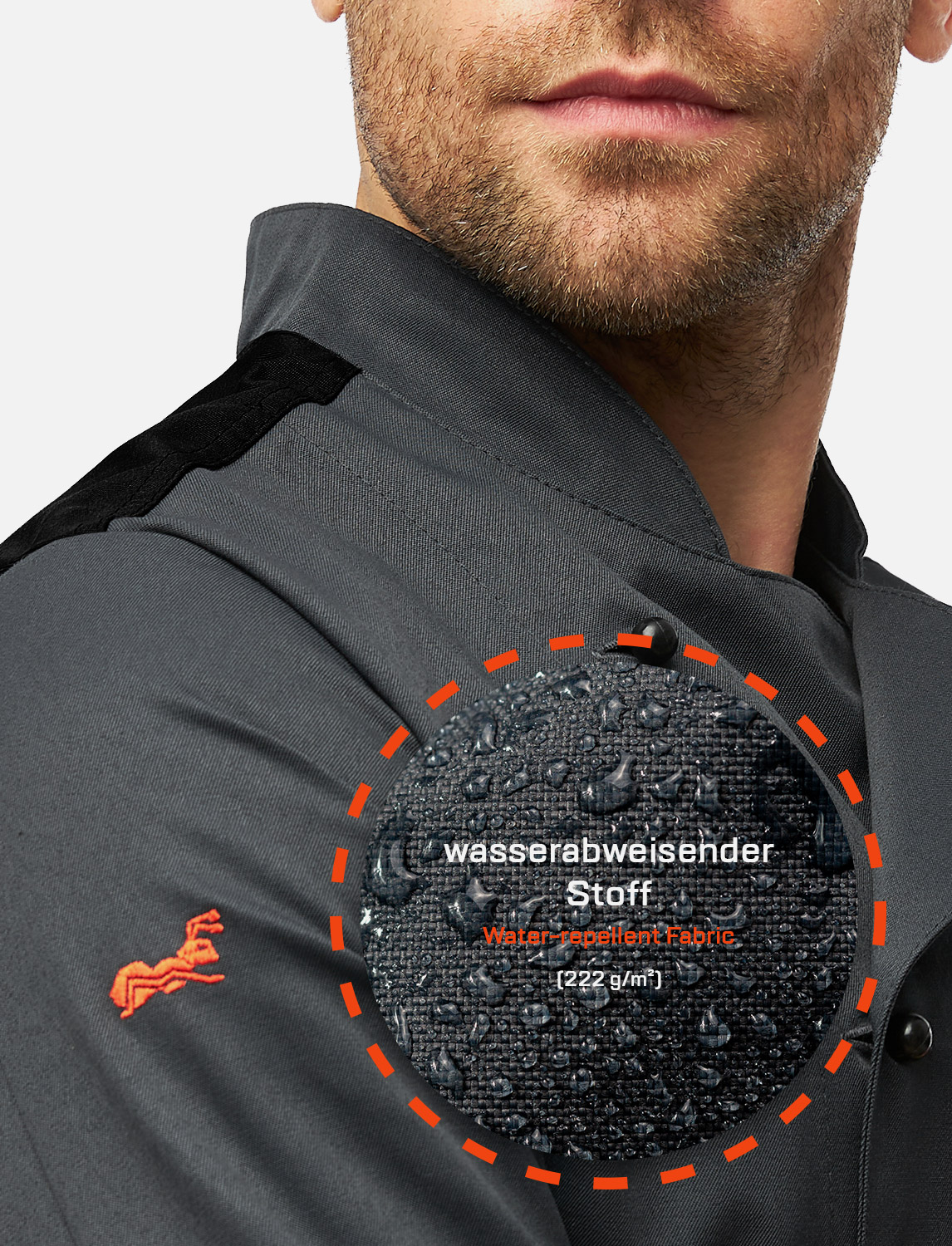 Herren Kochjacke mit Stretch Rücken inkl. Kugelknöpfe - Langarm 3 Herren Kochjacke mit Stretch Rücken inkl. Kugelknöpfe - Langarm – Bild 3