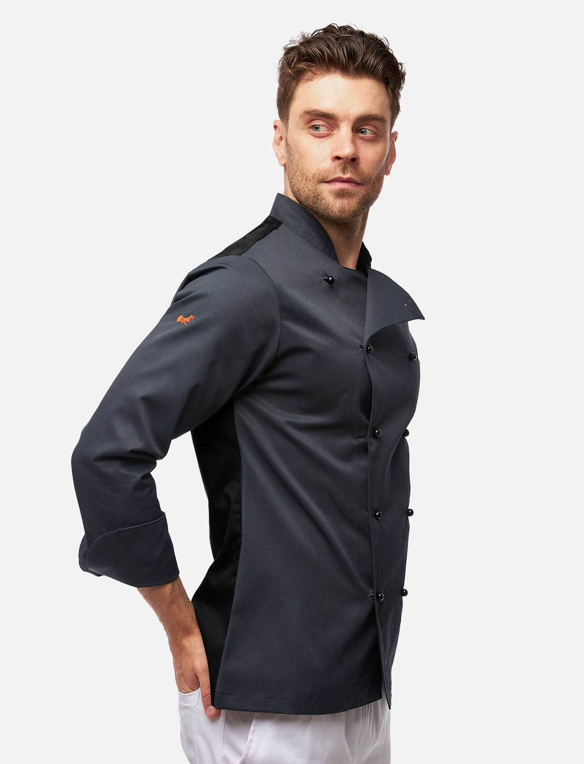 Herren Kochjacke mit Stretch Rücken inkl. Kugelknöpfe - Langarm 1 Herren Kochjacke mit Stretch Rücken inkl. Kugelknöpfe - Langarm