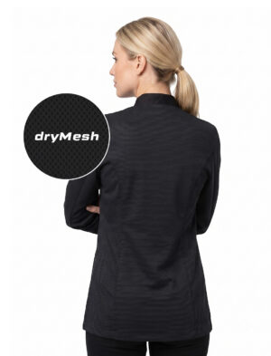 Damen Kochjacke mit dryMesh Rücken und Ärmel - Druckknöpfen -  Langarm