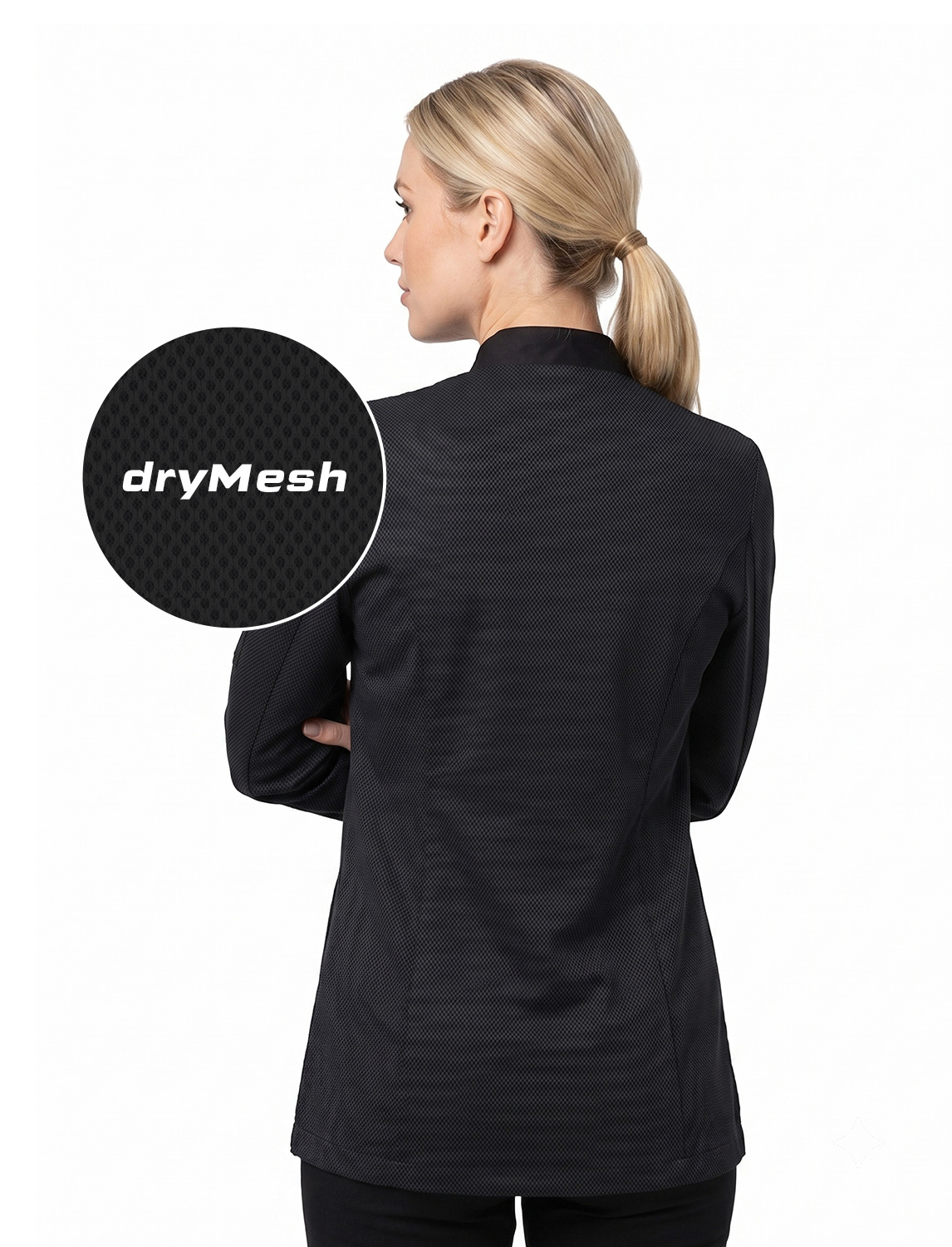 Damen Kochjacke mit dryMesh Rücken und Ärmel - Druckknöpfen - Langarm 1 Damen Kochjacke mit dryMesh Rücken und Ärmel - Druckknöpfen - Langarm