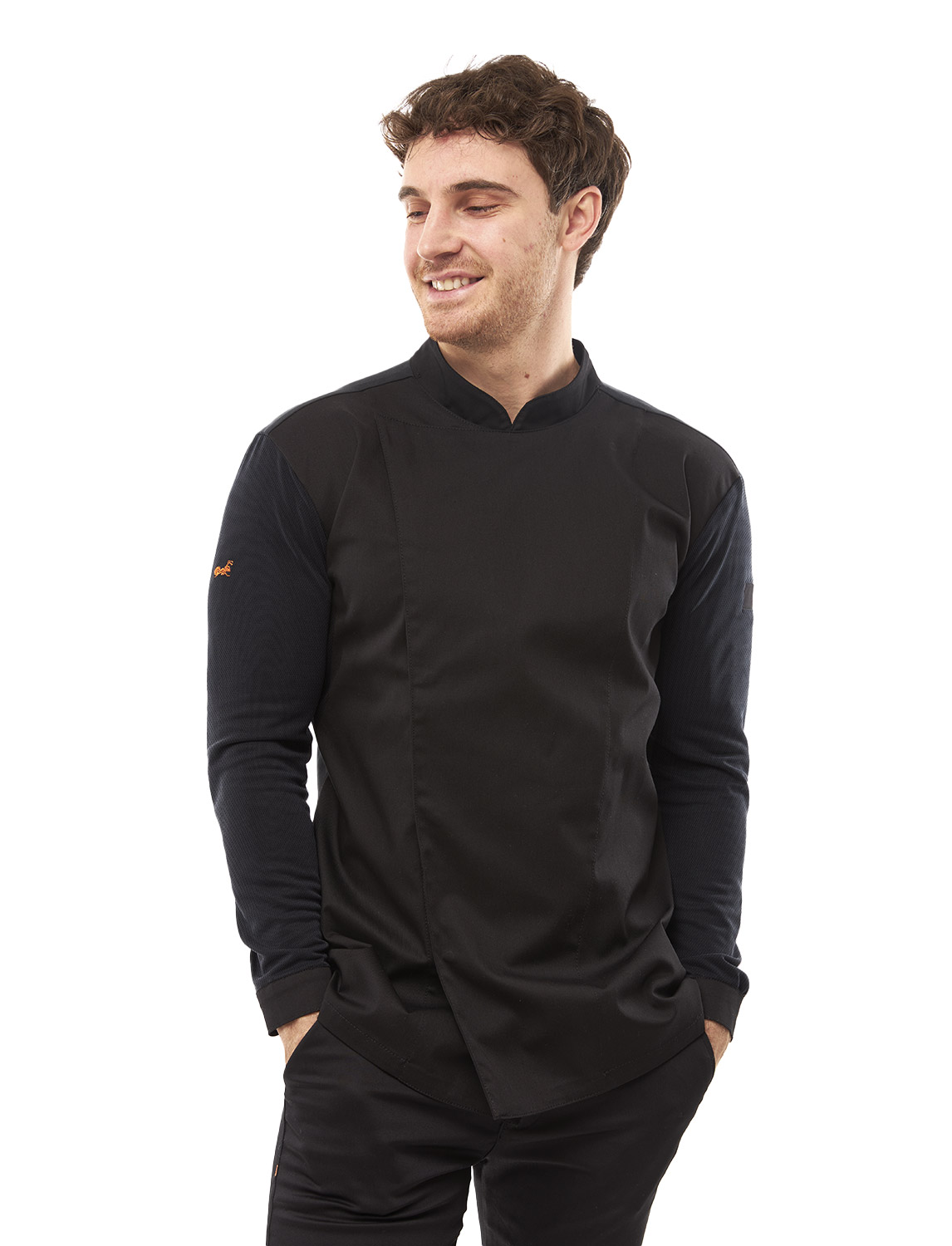 Herren Kochjacke mit dryMesh Rücken und Ärmel - Druckknöpfen - Langarm 1 Herren Kochjacke mit dryMesh Rücken und Ärmel - Druckknöpfen - Langarm