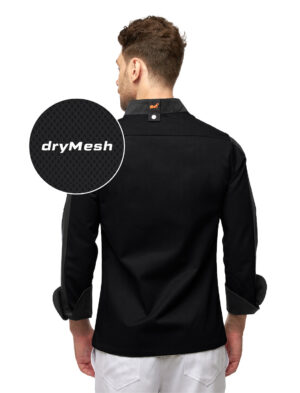 easyClean Herren Kochjacke mit dryMesh Rücken und Ärmel - inkl Kugelknöpfen -  Langarm