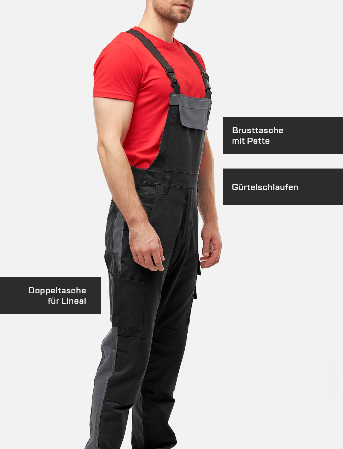 Herren arbeitslatzhose aus Stretch Strong Baumwolle mit Kniepolstertaschen 4 Herren arbeitslatzhose aus Stretch Strong Baumwolle mit Kniepolstertaschen – Bild 4