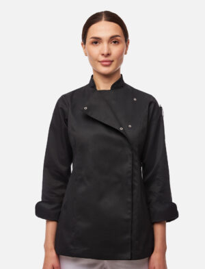 Damen Kochjacke Langarm mit Druckknöpfen aus easyClean Baumwolle