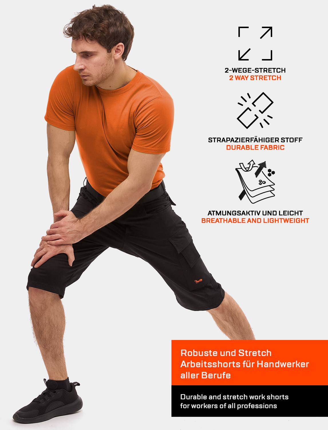 Herren Kurze-Arbeitshose aus Stretch Strong Baumwolle 3 Herren Kurze-Arbeitshose aus Stretch Strong Baumwolle – Bild 3