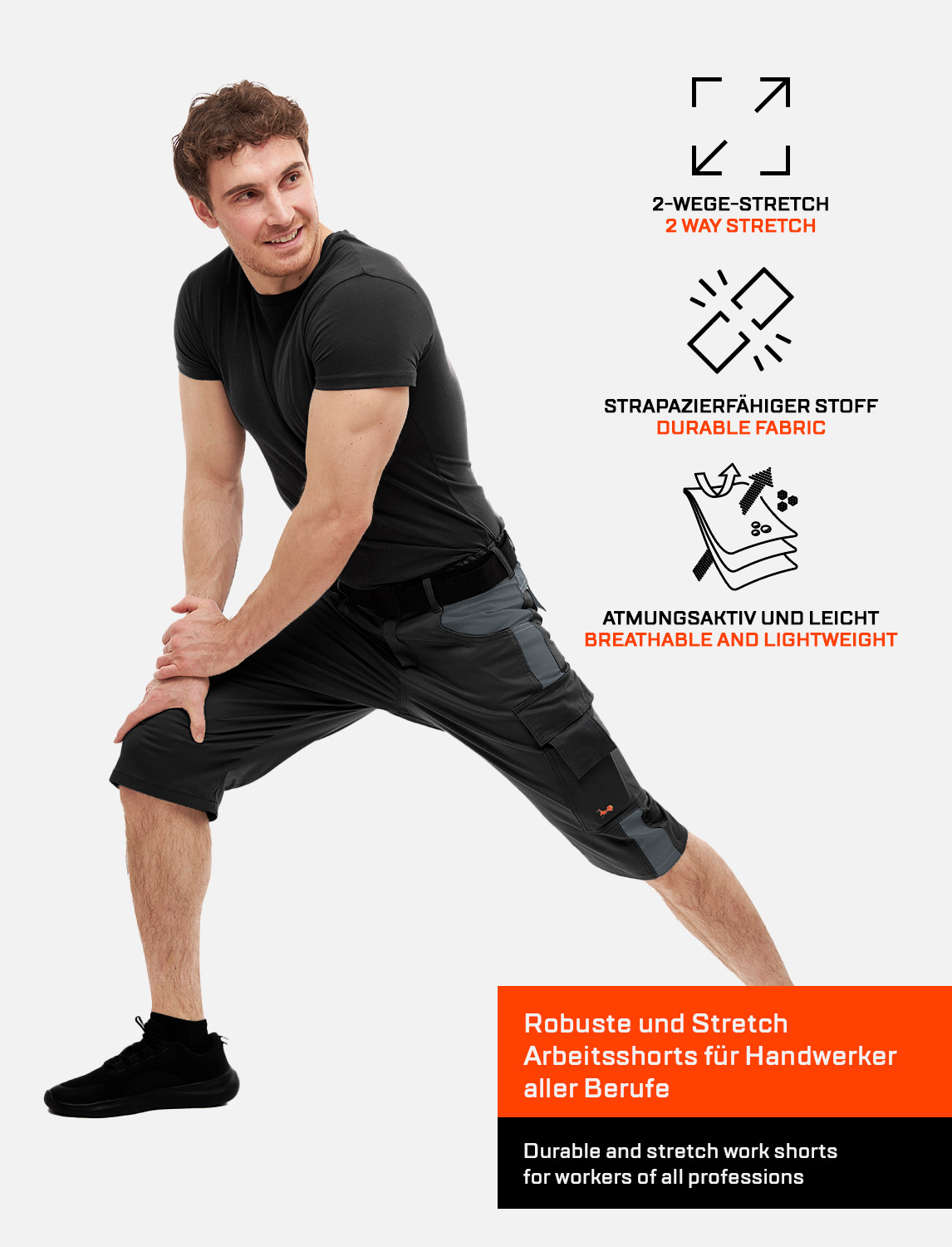 Herren Kurze-Arbeitshose aus Stretch Strong Baumwolle 9 Herren Kurze-Arbeitshose aus Stretch Strong Baumwolle – Bild 9