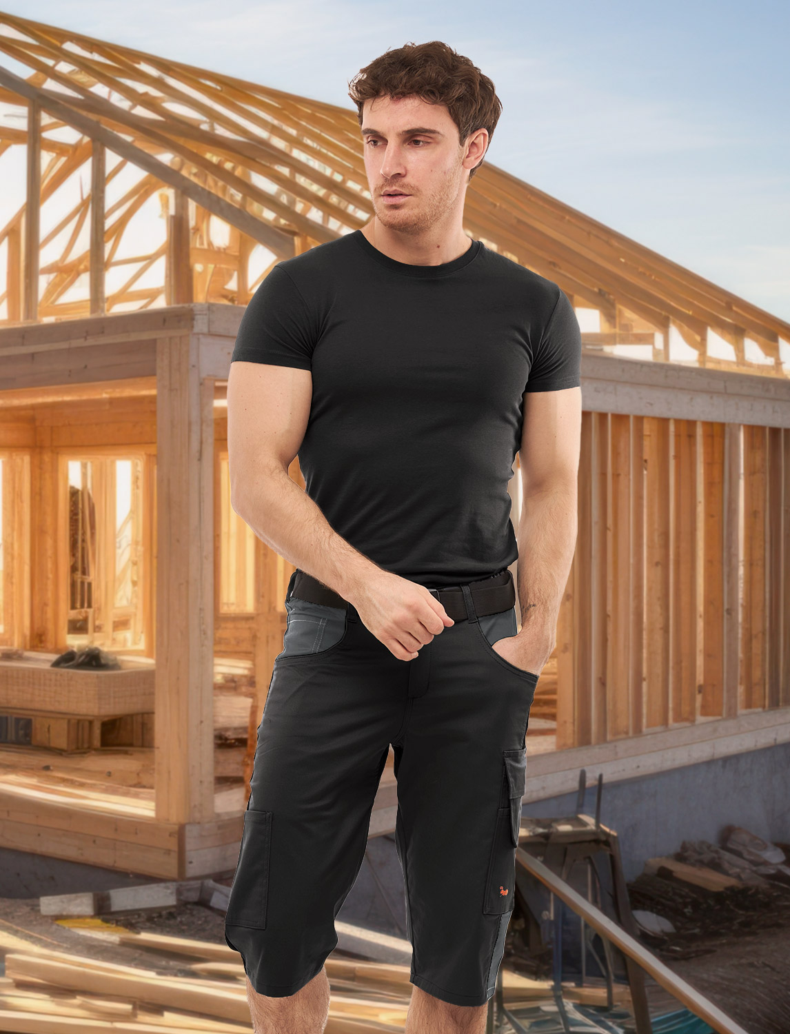 Herren Kurze-Arbeitshose aus Stretch Strong Baumwolle 12 Herren Kurze-Arbeitshose aus Stretch Strong Baumwolle