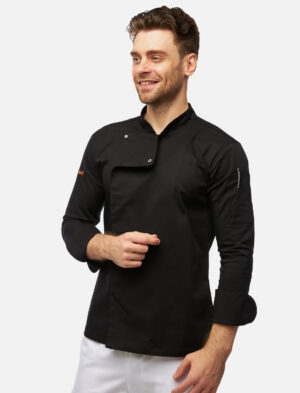 Soft Stretch Kochjacke Herren mit Druckknöpfen Langarm
