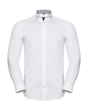 Tailored Contrast Herringbone Shirt LS