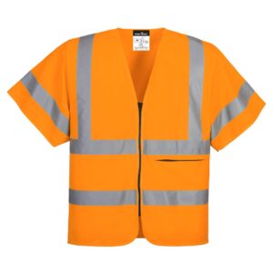 Hi-Vis Weste mit Schulterreflexband und Reißverschluss kurzarm